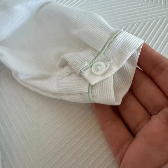 Petit Ami Christmas Smocked Romper 6 Months White Holiday Outfit Stockings - Picture 11 of 11